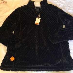 Simply Southern Sweater Women L Sherpa Fleece Cream Black Pullover Jacket MEN M